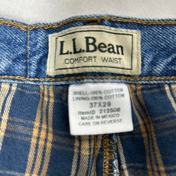 LL Bean Double L Flannel Lined Jeans Men's 37X29 Blue Denim Comfort Waist 212508 - Picture 3 of 5